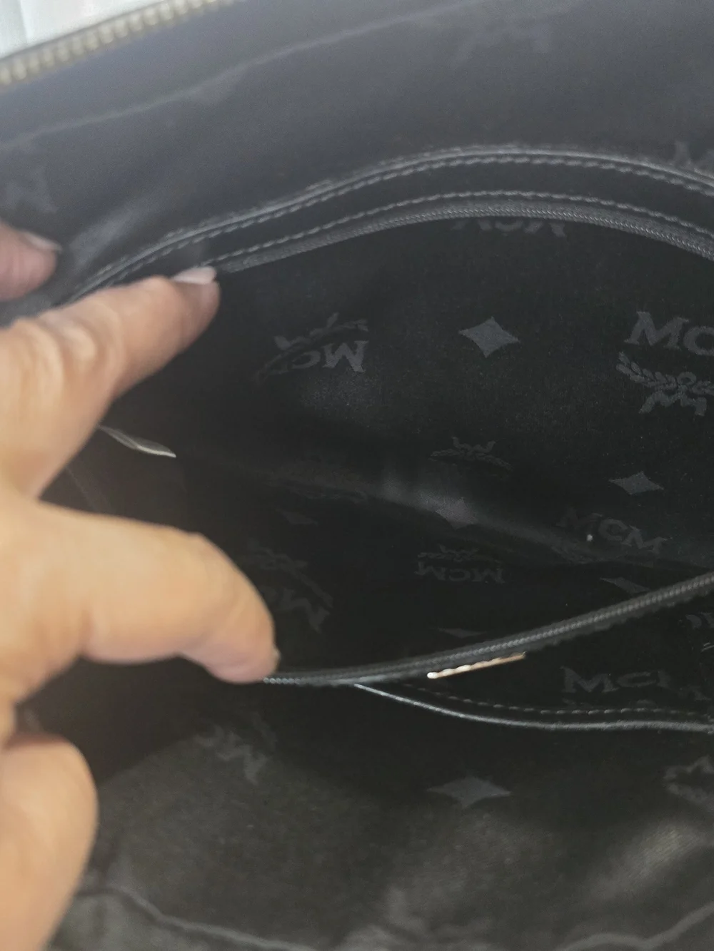 MCM Black Leather Visetos Satchel Bag